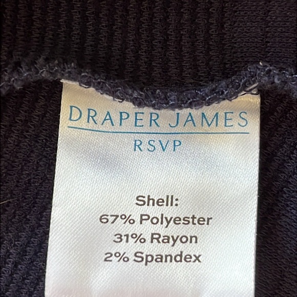DraperJames RSVP Knit Fit & Flare Dress Short Sleeve Sz L Pleated Navy Pockets - Picture 9 of 11